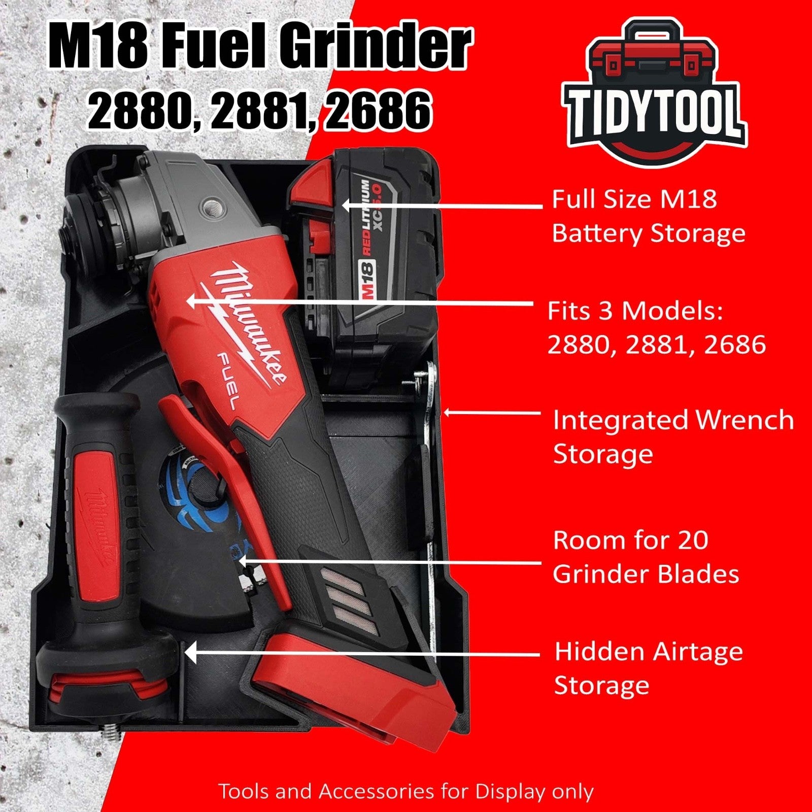 Milwaukee M18 Flex /Winkelschleifer Organizer Einsatz – Packout Compact 3D Druck7