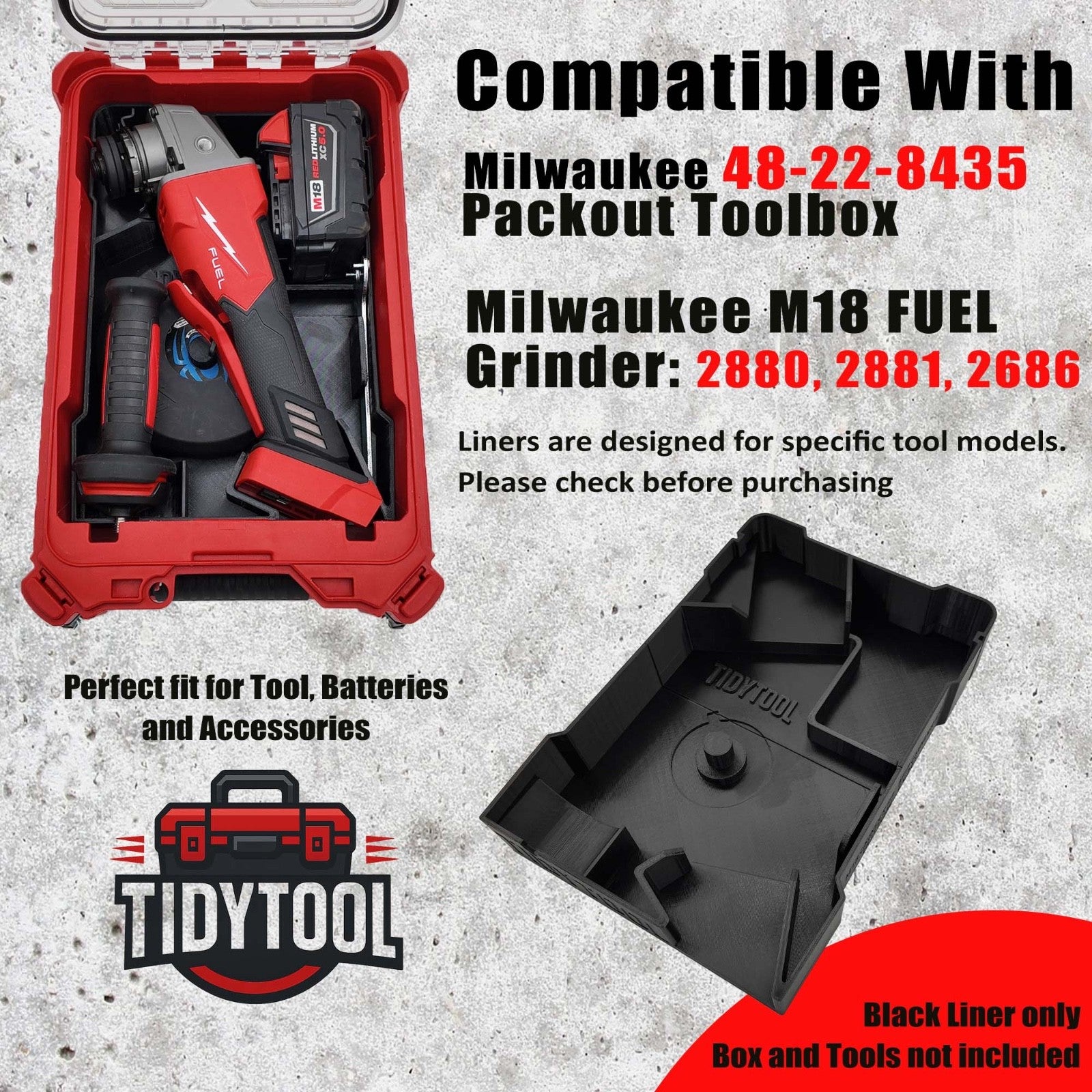 Milwaukee M18 Flex /Winkelschleifer Organizer Einsatz – Packout Compact 3D Druck6