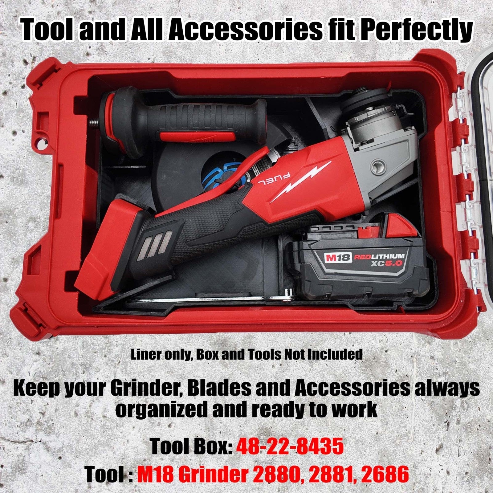 Milwaukee M18 Flex /Winkelschleifer Organizer Einsatz – Packout Compact 3D Druck8