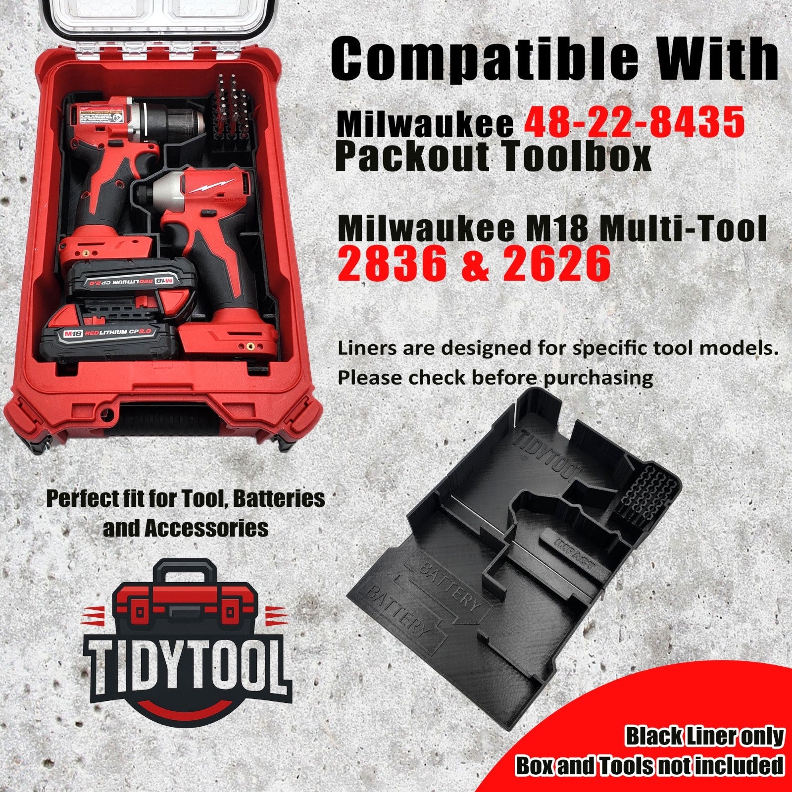 Milwaukee M18 Bohrschrauber Organizer Einsatz – Packout Compact 3D Druck6